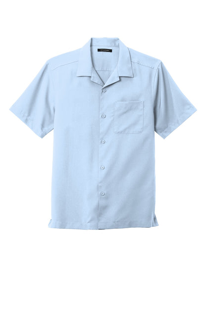 Front View of Cloud Blue Port Authority Short Sleeve Performance Staff Shirt W400 plain
