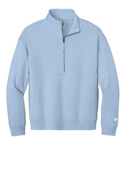 Front View of CloudBlue New Era Heritage Fleece 1/2-Zip NEA528 plain
