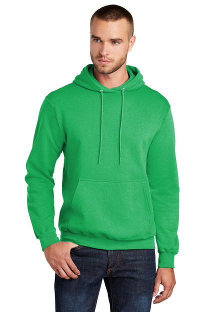 Front View of Clover Green Port & Co Core Fleece Pullover Hooded Sweatshirt. PC78H plain