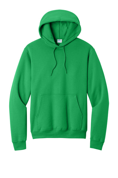 Front View of Clover Green Port & Co Core Fleece Pullover Hooded Sweatshirt. PC78H plain