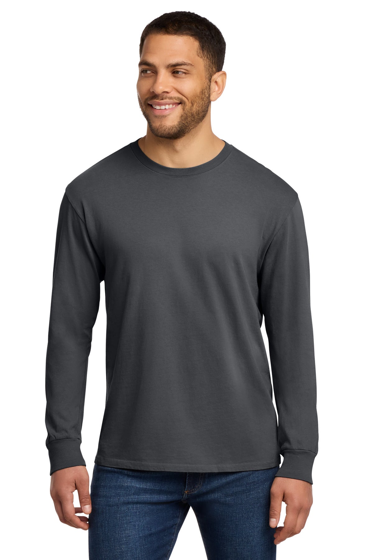 Front View of Coal Port & Co Beach Wash Garment-Dyed Long Sleeve Tee PC099LS plain