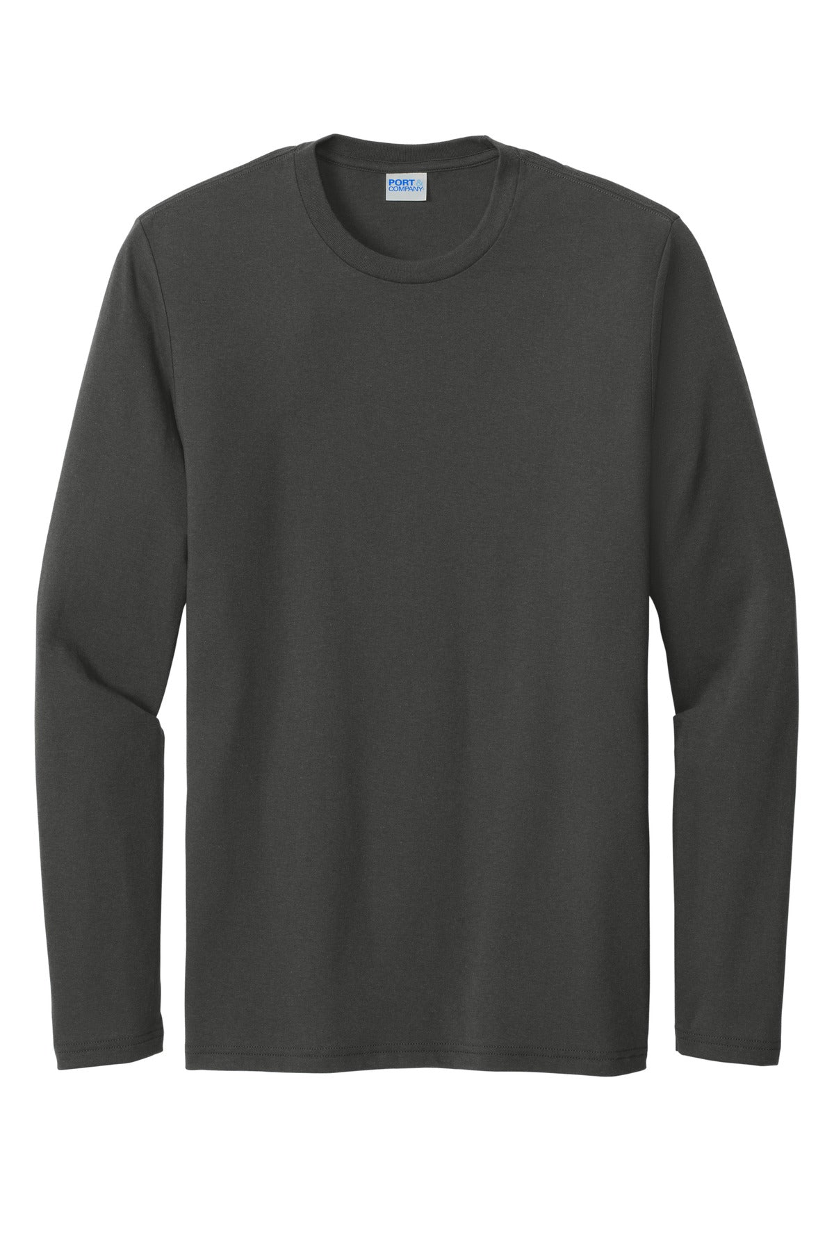 Front View of CoalGrey Port & Co Tri-Blend Long Sleeve Tee. PC330LS plain
