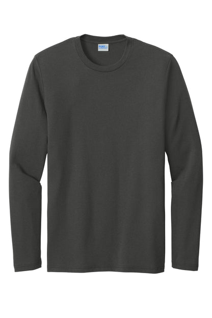 Front View of CoalGrey Port & Co Tri-Blend Long Sleeve Tee. PC330LS plain
