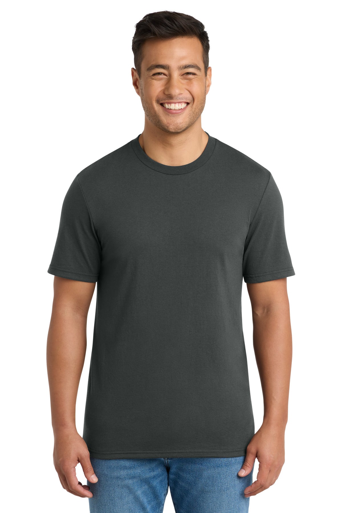Front View of CoalGrey Port & Co Tri-Blend Tee. PC330 plain