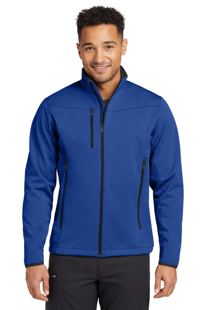 Front View of Cobalt Blue Eddie Bauer Weather-Resist Soft Shell Jacket. EB538 plain