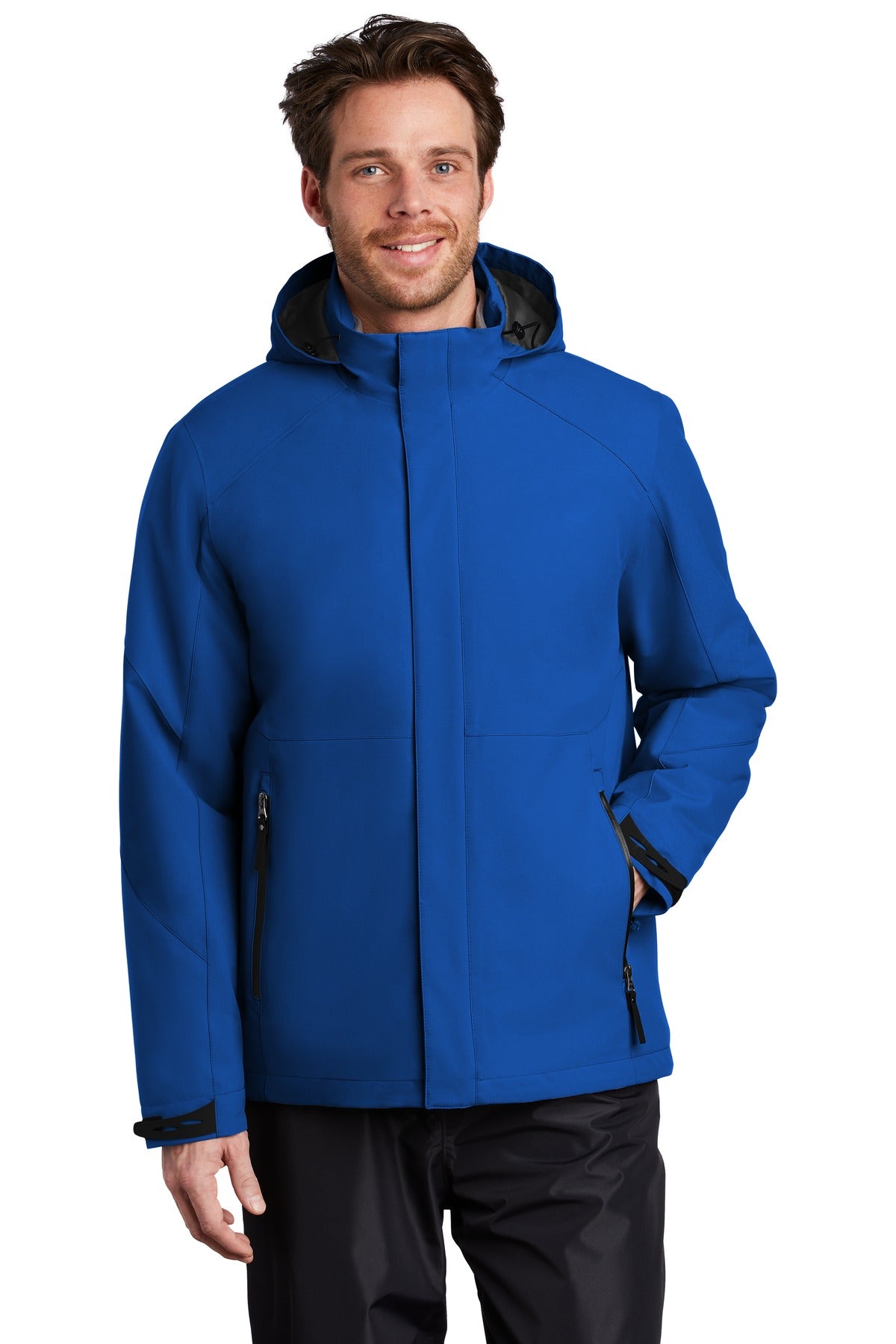 Front View of Cobalt Blue Port Authority Insulated Waterproof Tech Jacket J405 plain