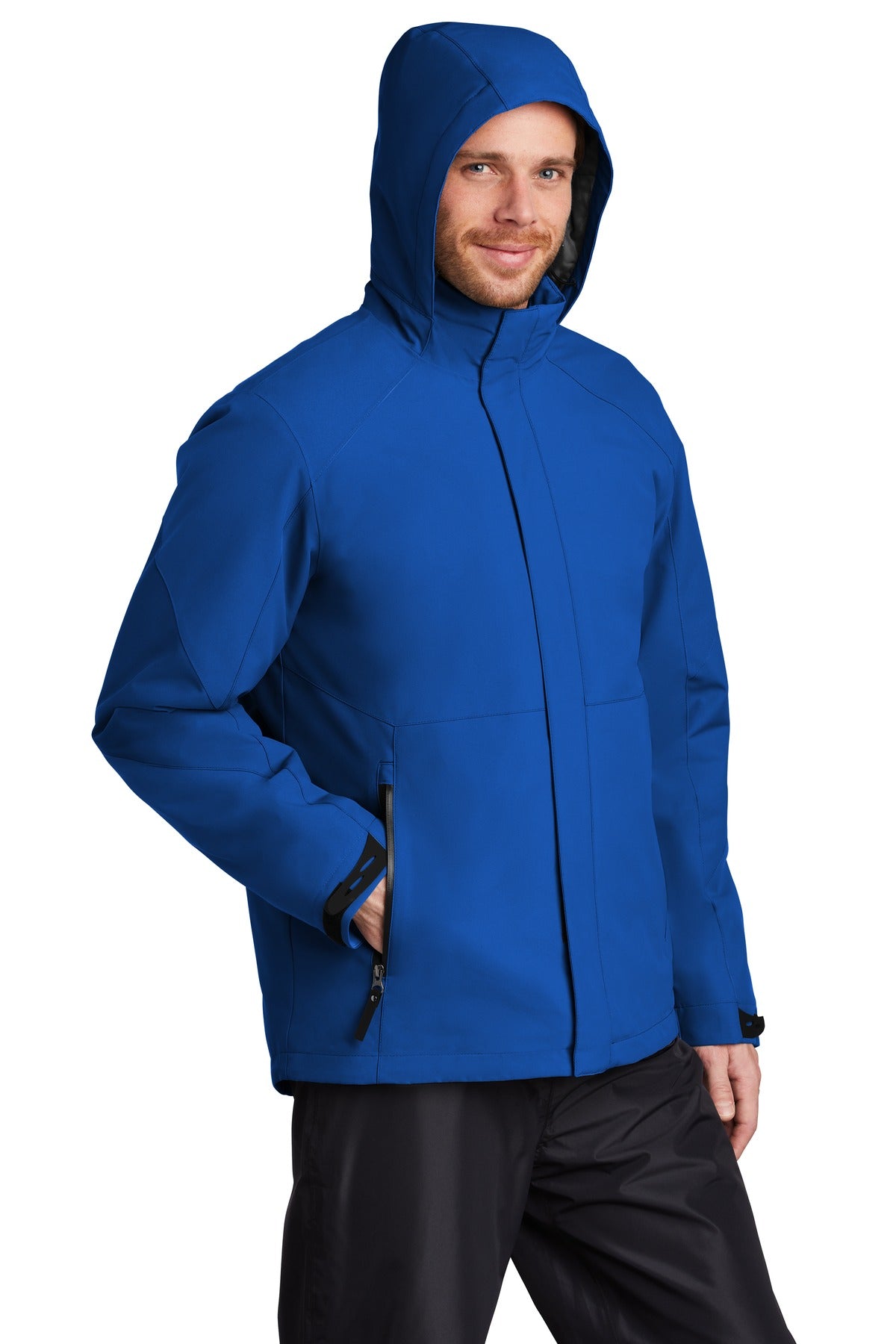 Front View of Cobalt Blue Port Authority Insulated Waterproof Tech Jacket J405 plain