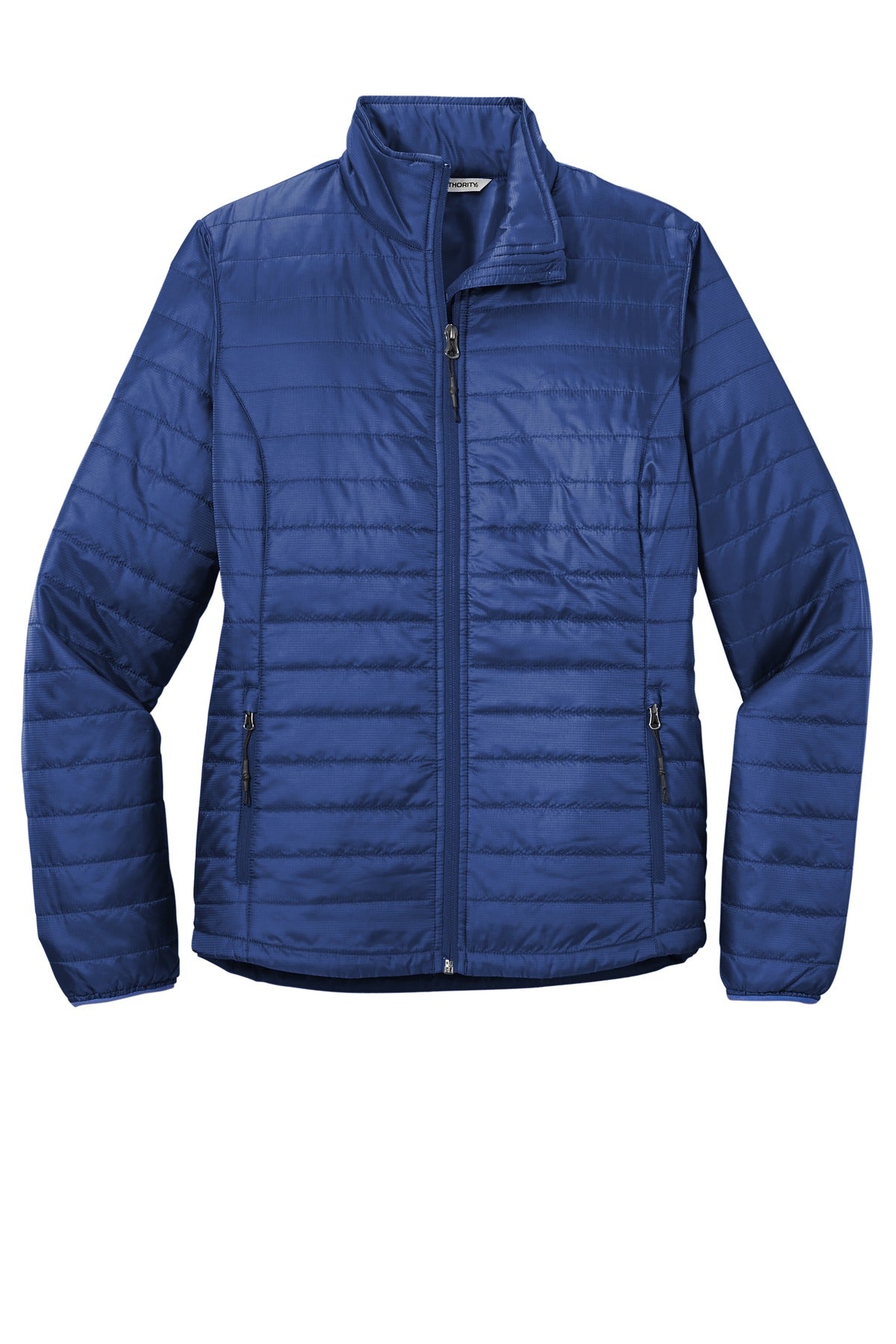 Front View of Cobalt Blue Port Authority Women's Packable Puffy Jacket L850 plain