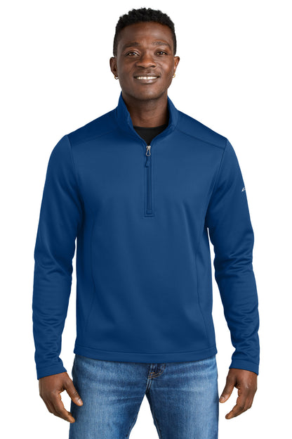 Front View of CobaltBl Eddie Bauer Smooth Mid Layer Fleece 1/2-Zip EB2360 plain