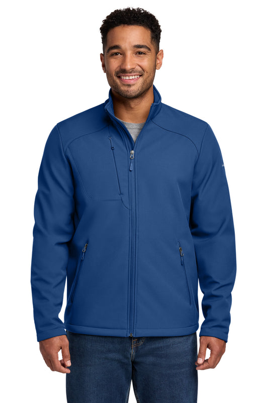 Front View of CobaltBl Eddie Bauer Stretch Soft Shell Jacket EB544 plain