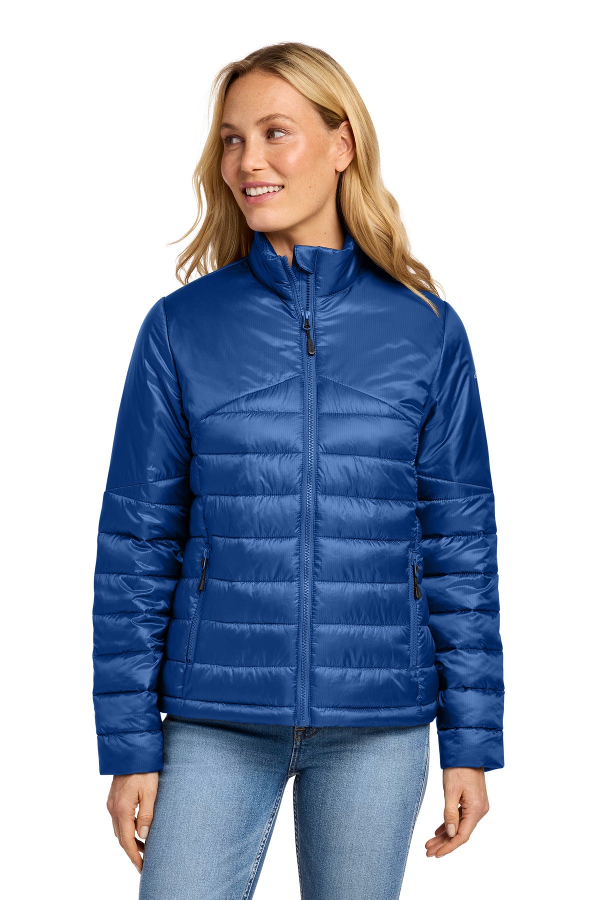 Front View of CobaltBl Eddie Bauer Women's Quilted Jacket EB511 plain