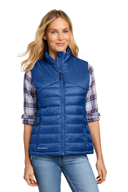 Front View of CobaltBl Eddie Bauer Women's Quilted Vest EB513 plain