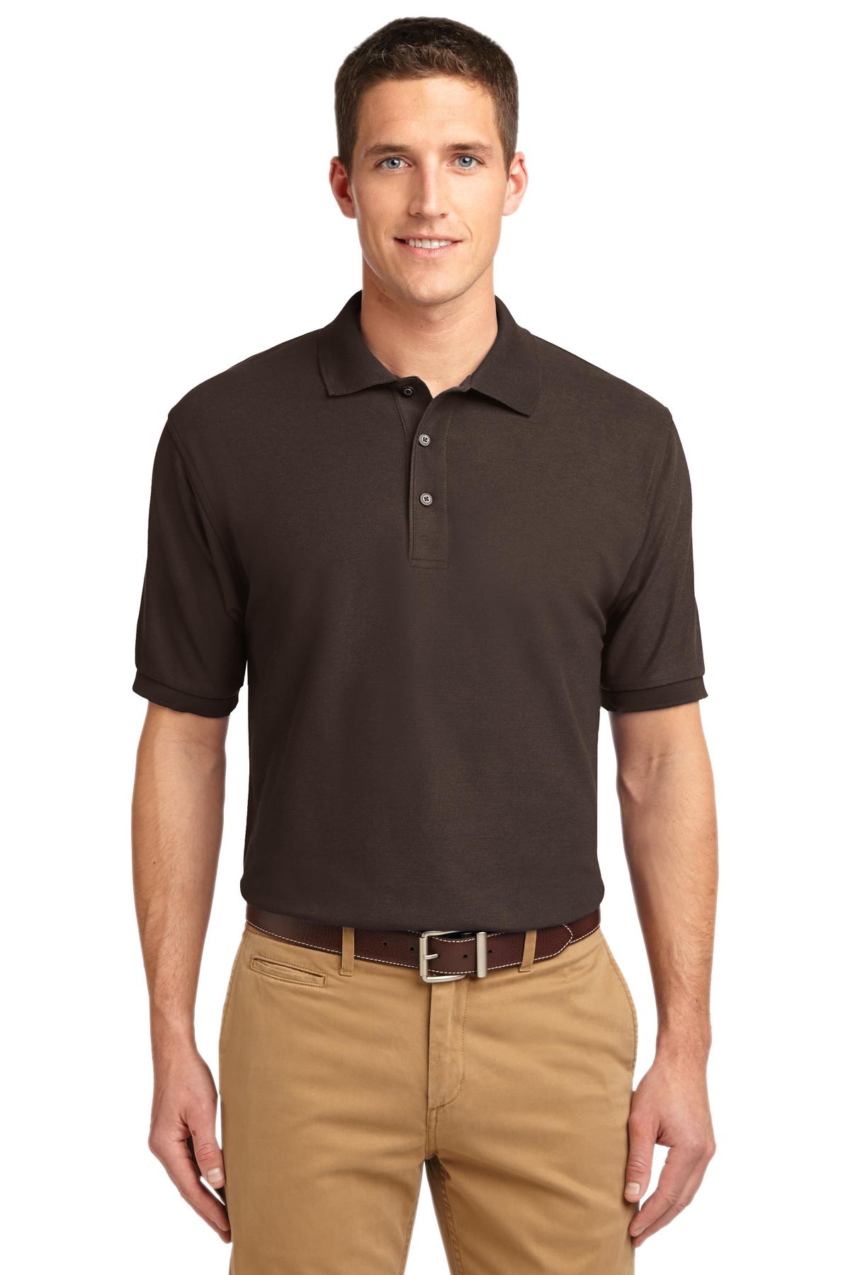 Front View of Coffee Bean Port Authority Extended Size Silk Touch Polo K500ES plain