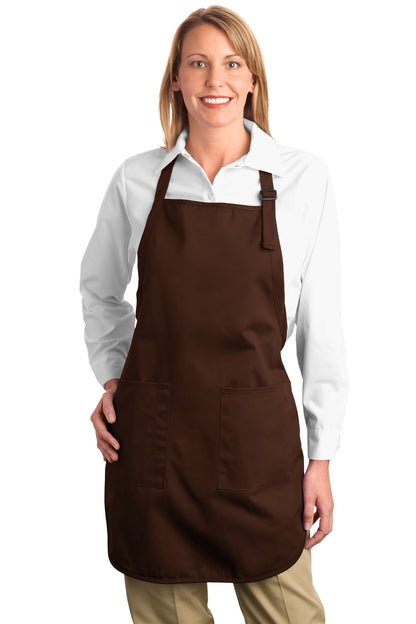 Front View of Coffee Bean Port Authority Full-Length Apron with Pockets. A500 plain