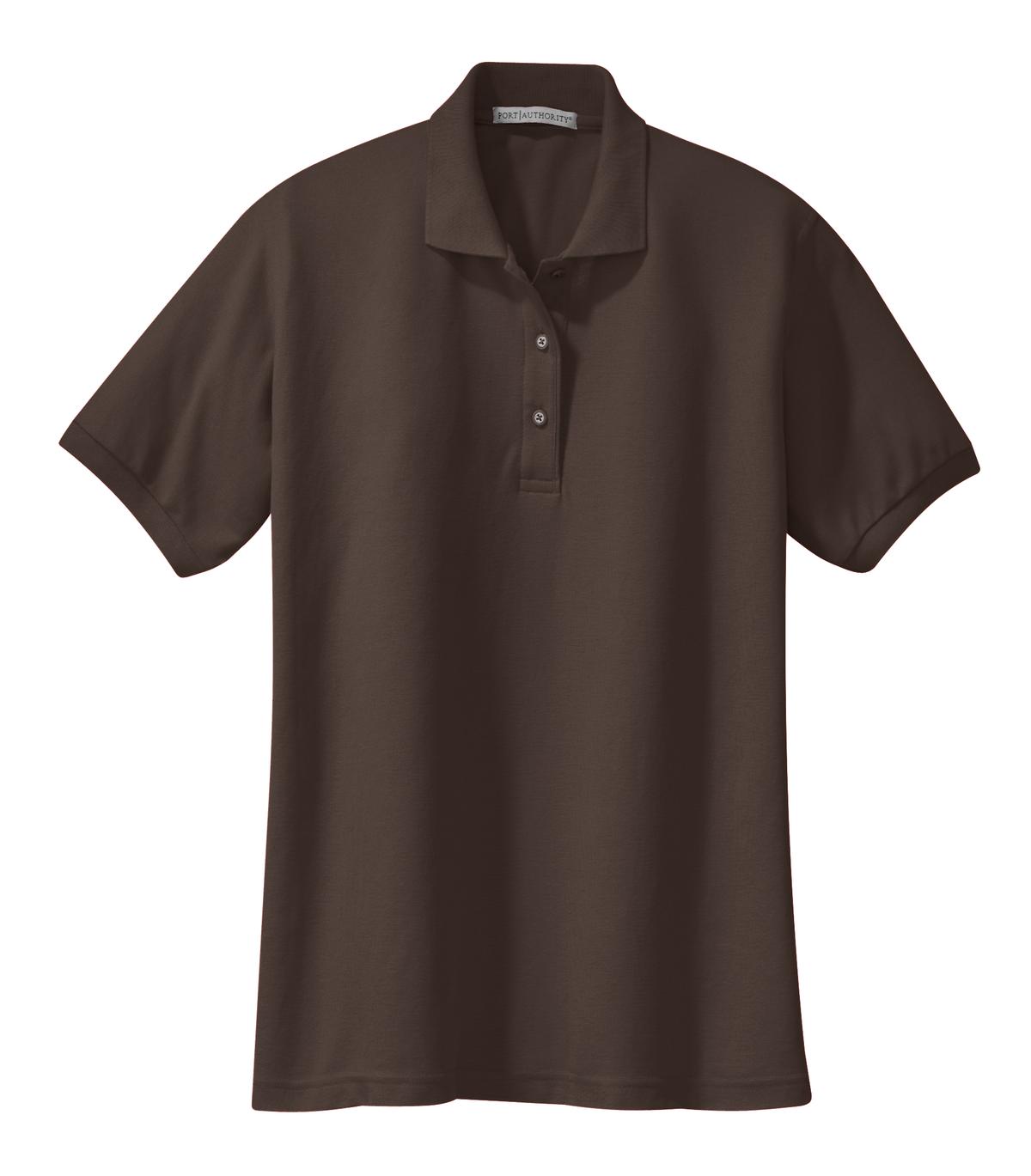 Front View of Coffee Bean Port Authority Women's Silk Touch Polo. L500 plain