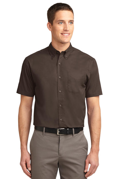 Front View of Coffee Bean/St Port Authority Short Sleeve Easy Care Shirt. S508 plain
