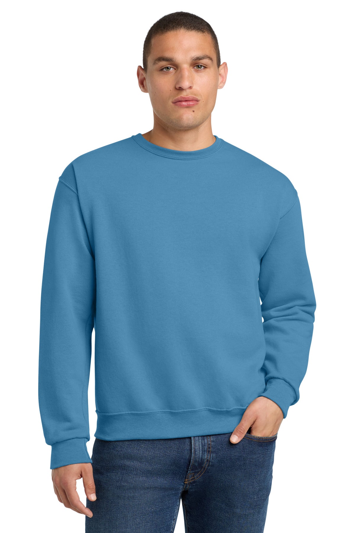 Front View of ColumbiaBl Jerzees - NuBlend Crewneck Sweatshirt. 562M plain