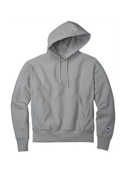 Front View of Concrete Champion Reverse Weave Garment-Dyed Hooded Sweatshirt. GDS101 plain