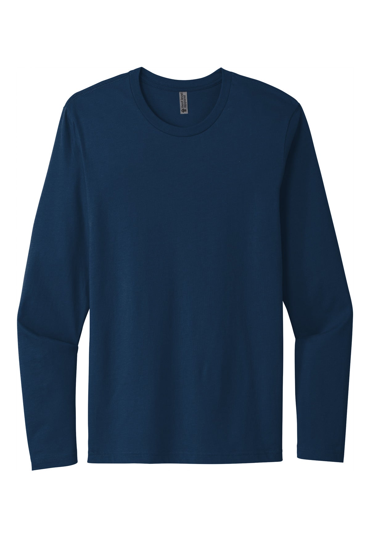 Front View of CooBlue Next Level Apparel Cotton Long Sleeve Tee. NL3601 plain