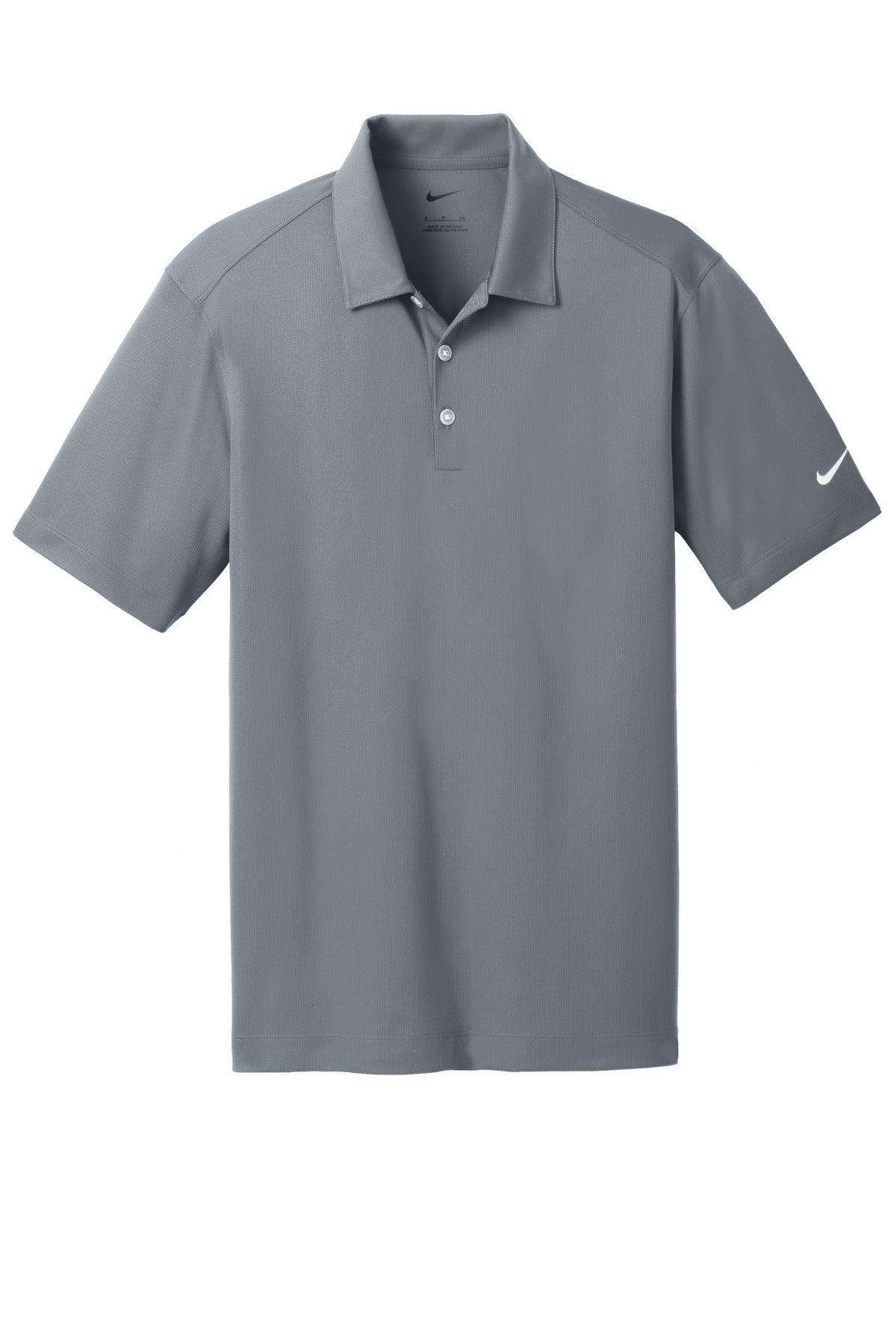 Front View of Cool Grey Nike Dri-FIT Vertical Mesh Polo. 637167 plain