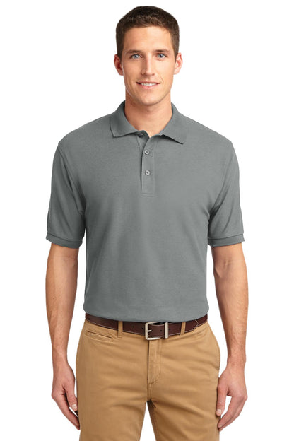 Front View of Cool Grey Port Authority Extended Size Silk Touch Polo K500ES plain