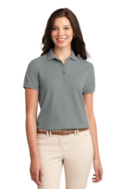 Front View of Cool Grey Port Authority Women's Silk Touch Polo. L500 plain