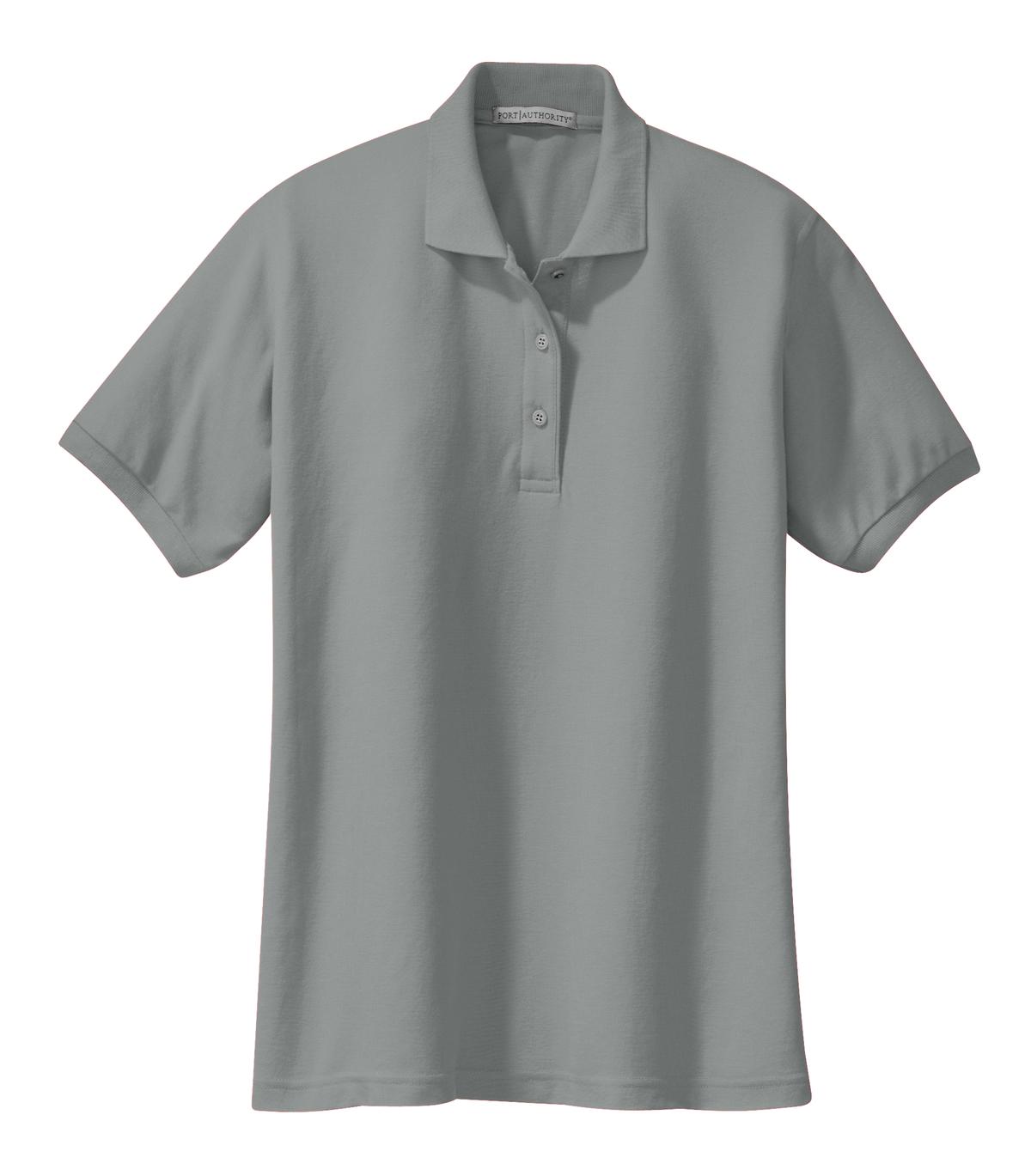 Front View of Cool Grey Port Authority Women's Silk Touch Polo. L500 plain