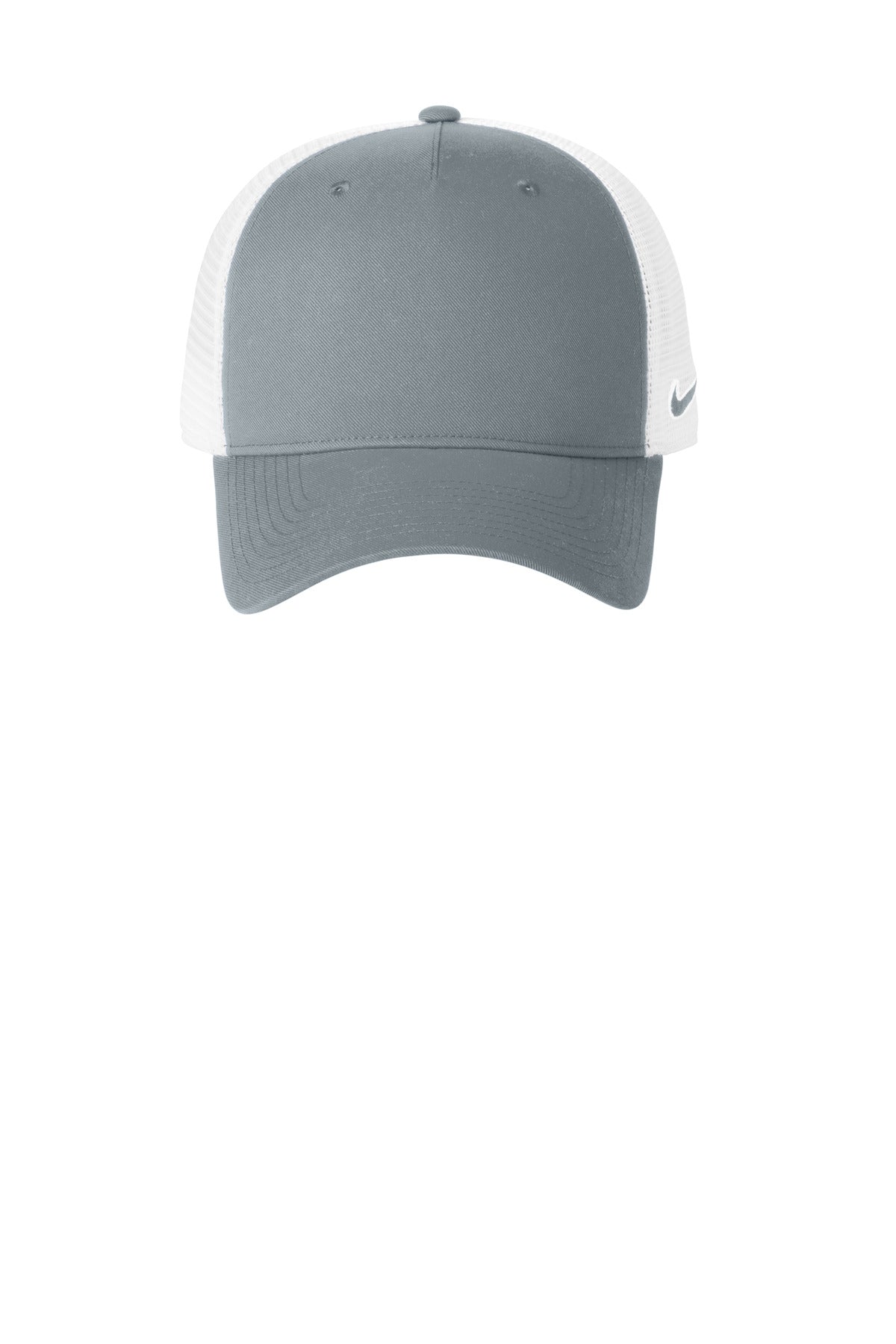 Front View of CoolG/Wht Nike Snapback Mesh Trucker Cap NKFN9893 plain