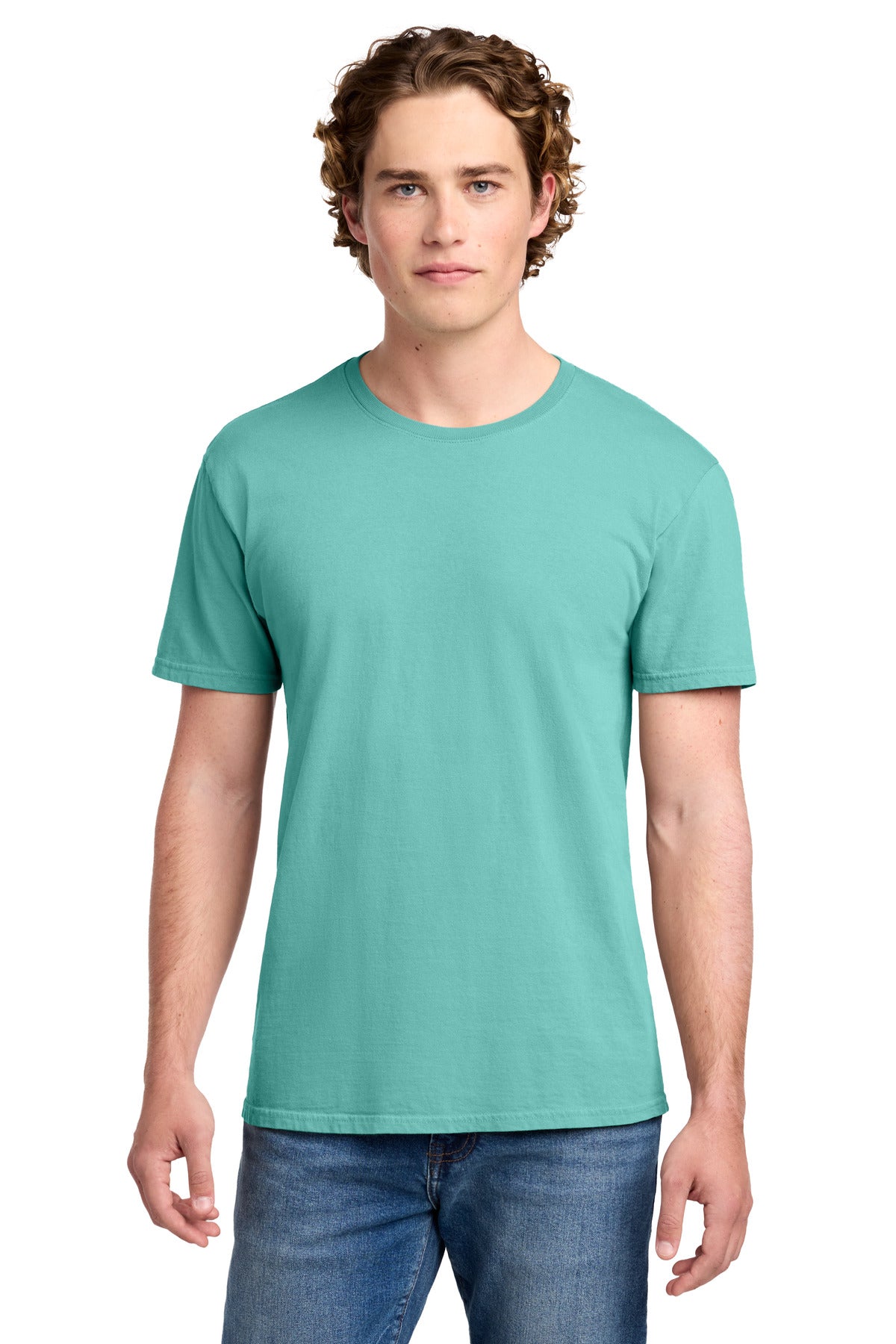 Front View of CoolMint Port & Co Beach Wash Garment-Dyed Tee. PC099 plain