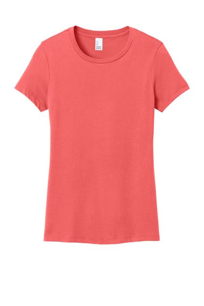 Front View of Coral District Women's Perfect Weight Tee. DM104L plain