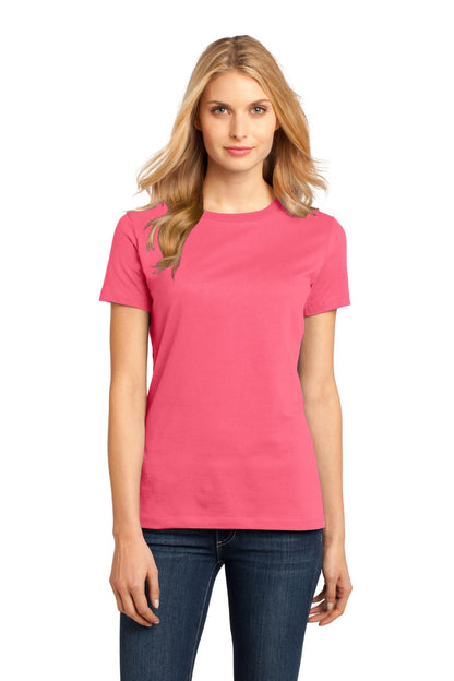 Front View of Coral District Women's Perfect Weight Tee. DM104L plain