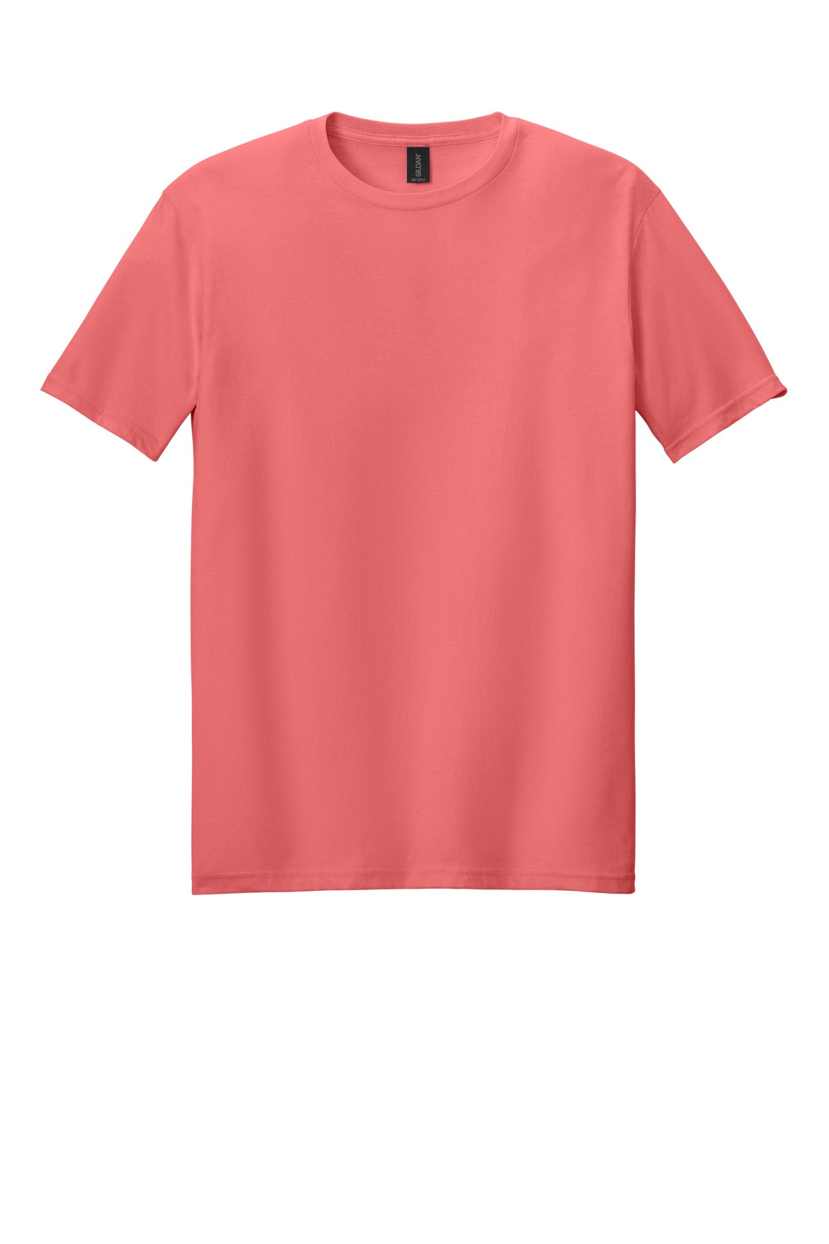 Front View of CoralSilk Gildan Softstyle T-Shirt. 64000 plain