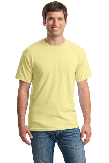 Front View of Cornsilk Gildan - Heavy Cotton 100% Cotton T-Shirt. 5000 plain