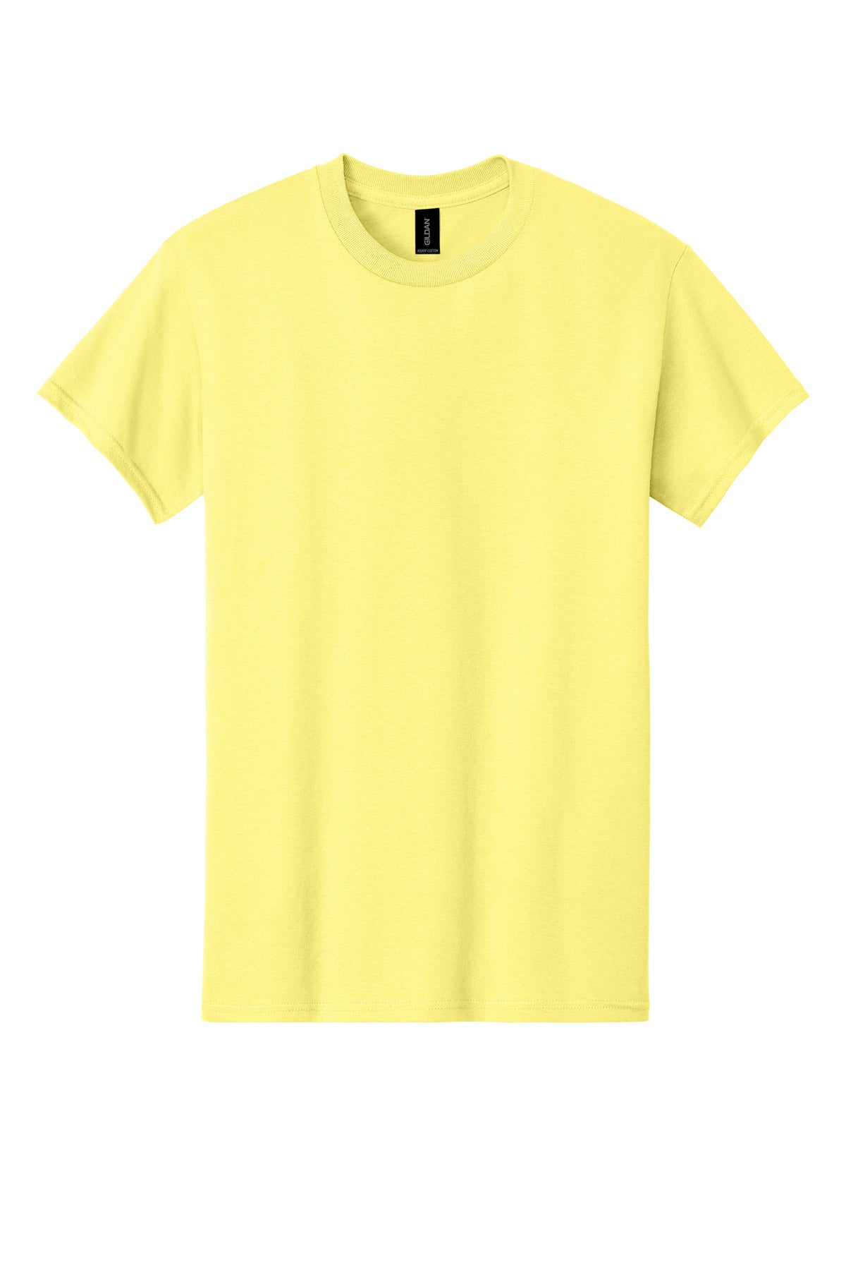 Front View of Cornsilk Gildan - Heavy Cotton 100% Cotton T-Shirt. 5000 plain
