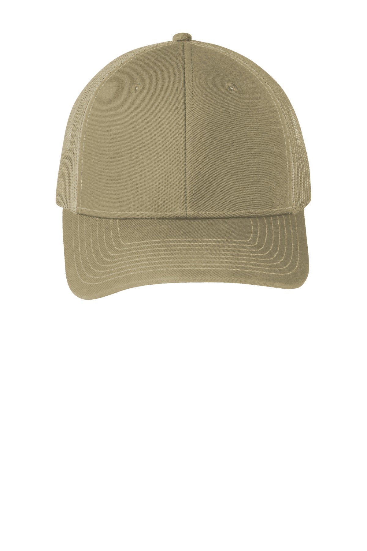 Front View of CoyoteBrn Port Authority Snapback Trucker Cap. C402 plain