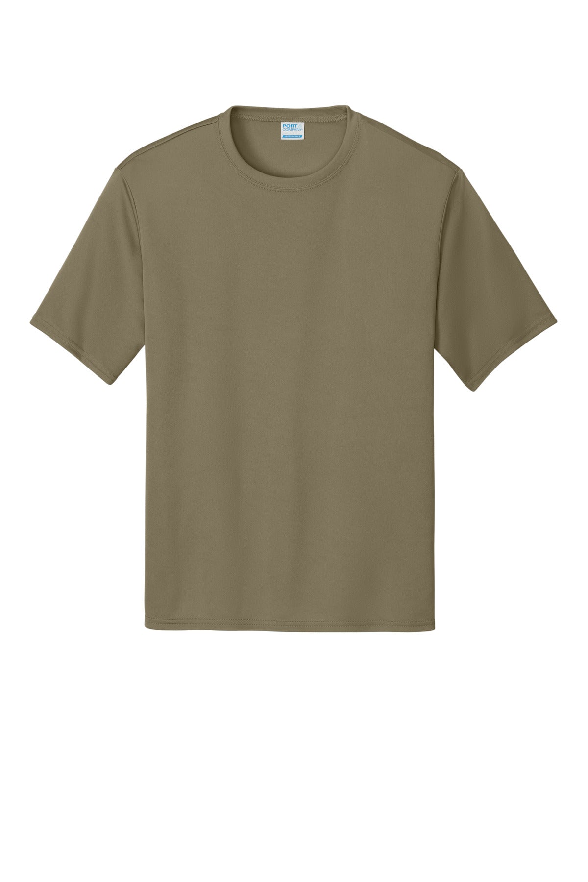 Front View of CoyoteBrn Port & Co Performance Tee. PC380 plain