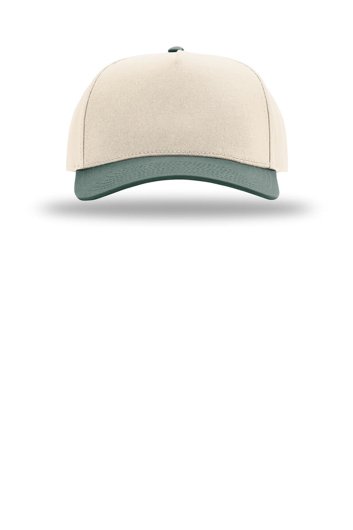Front View of Cr/Cr/DkGn Richardson Full Fabric 5-Panel Champ 323FPC plain