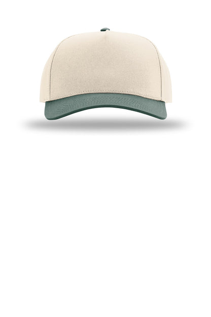 Front View of Cr/Cr/DkGn Richardson Full Fabric 5-Panel Champ 323FPC plain