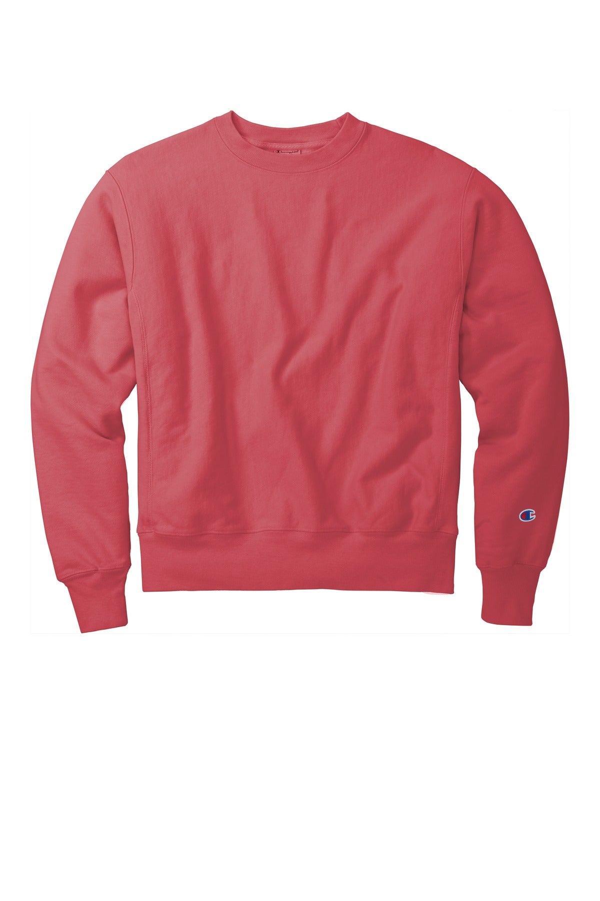 Front View of Crimson Champion Reverse Weave Garment-Dyed Crewneck Sweatshirt. GDS149 plain