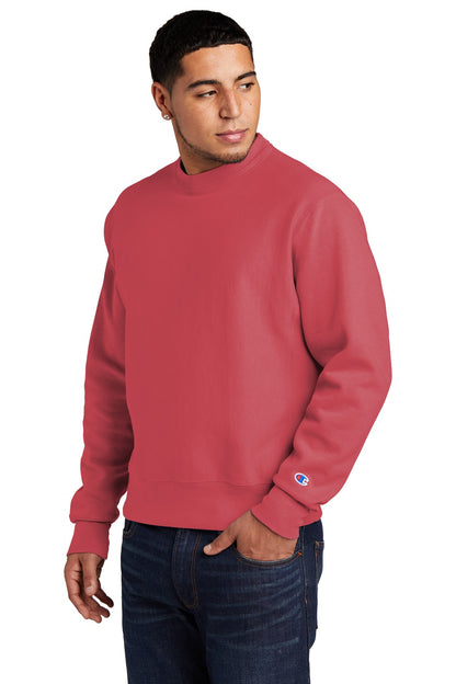 Front View of Crimson Champion Reverse Weave Garment-Dyed Crewneck Sweatshirt. GDS149 plain