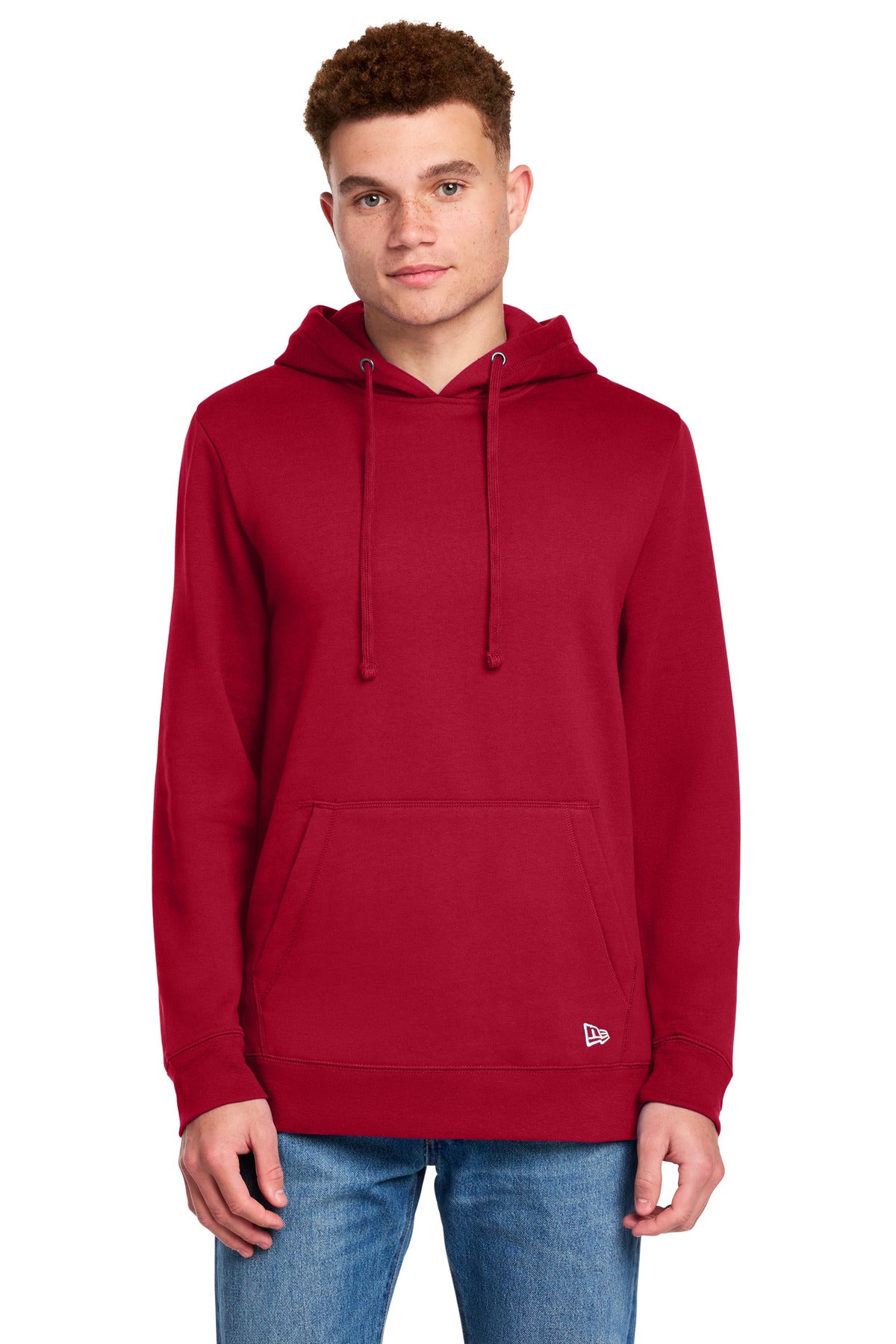 Front View of Crimson New Era Comeback Fleece Pullover Hoodie NEA550 plain
