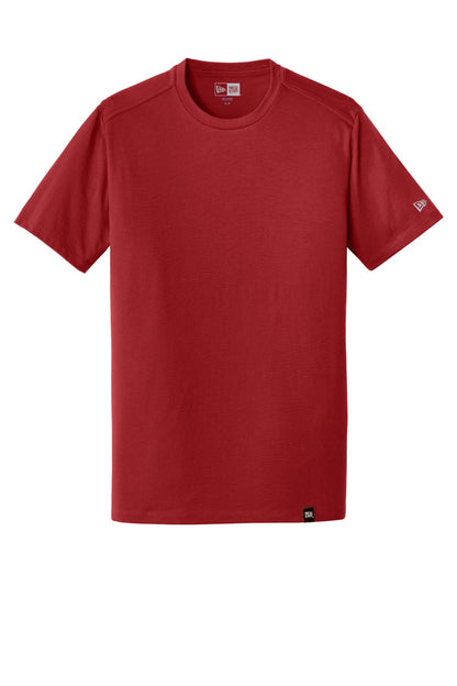 Front View of Crimson New Era Heritage Blend Crew Tee. NEA100 plain