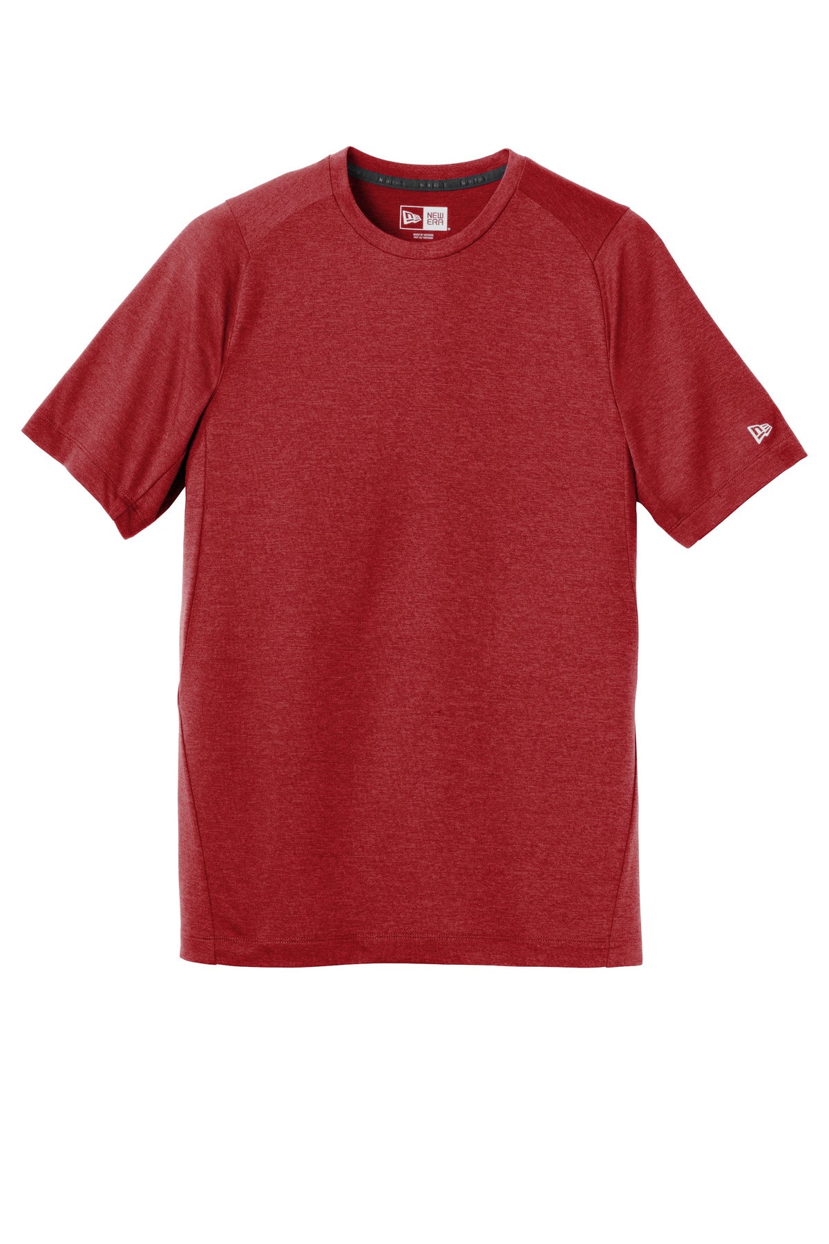 Front View of Crimson New Era Series Performance Crew Tee. NEA200 plain