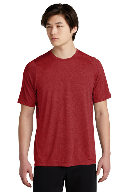 Front View of Crimson New Era Series Performance Crew Tee. NEA200 plain