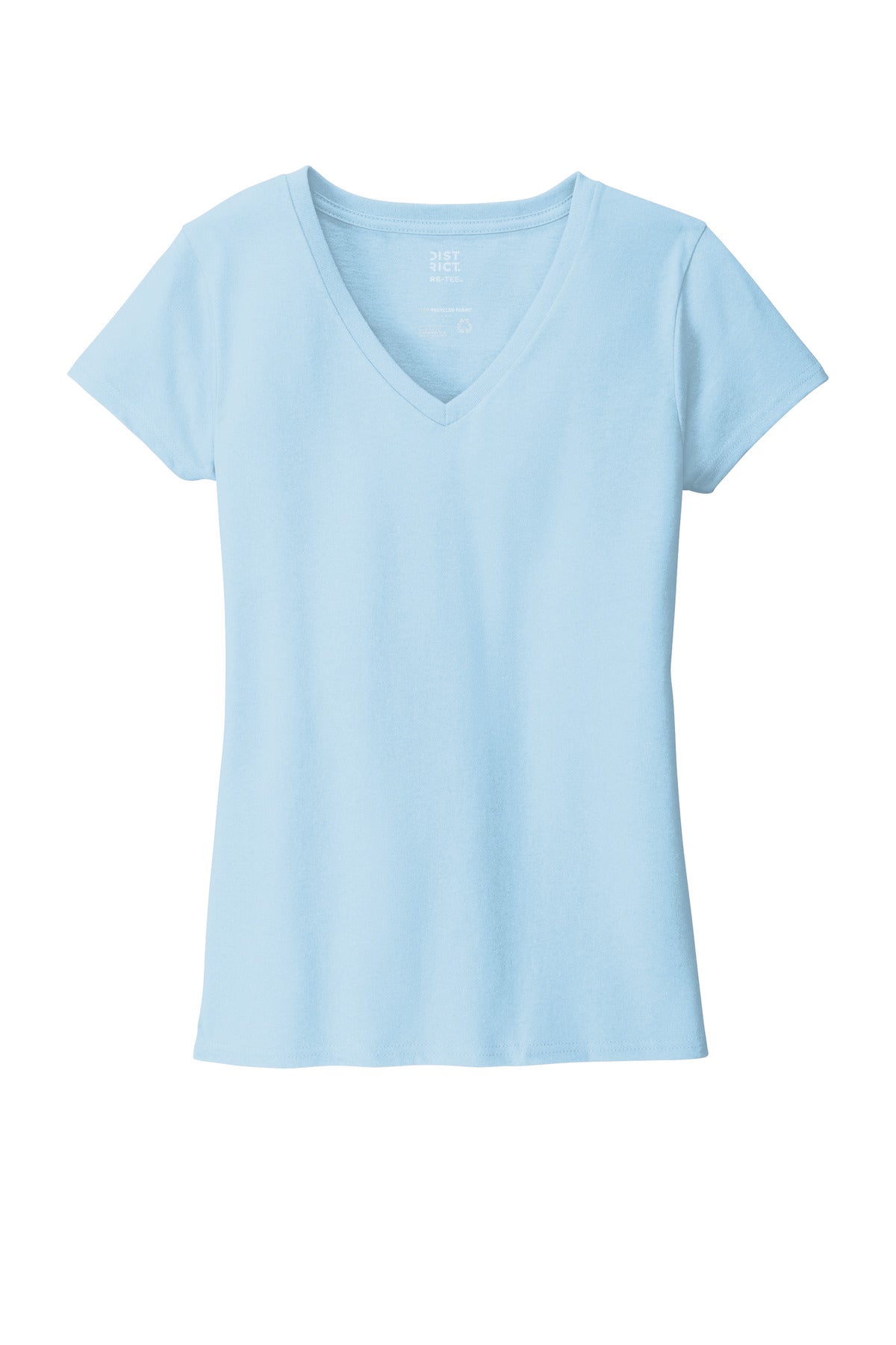 Front View of CrystlBlue District Women's Re-Tee V-Neck DT8001 plain
