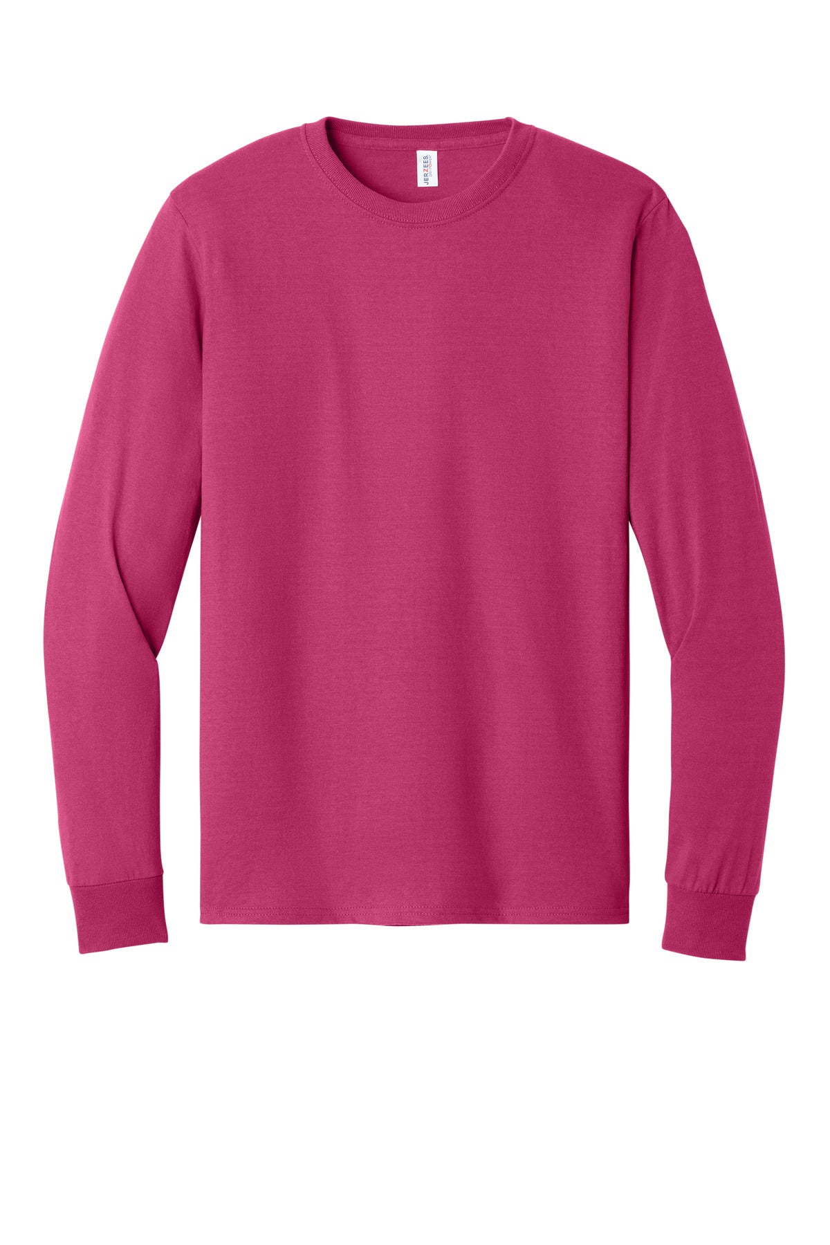 Front View of Cyber Pink Jerzees - Dri-Power 50/50 Cotton/Poly Long Sleeve T-Shirt. 29LS plain