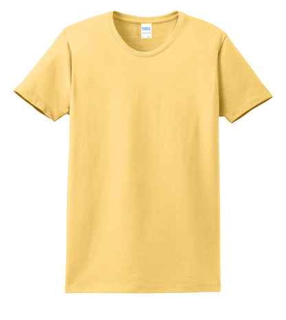 Front View of Daffodil Yelow Port & Co Women's Essential Tee. LPC61 plain