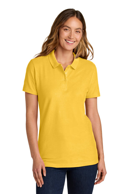 Front View of Daisy Gildan Softstyle Women's Pique Polo 64800L plain