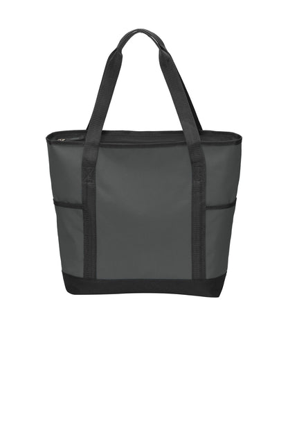 Front View of Dark Char/Blk Port Authority On-The-Go Tote. BG411 plain