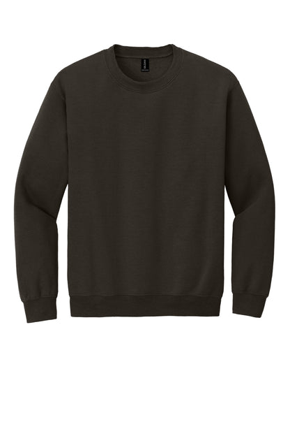 Front View of Dark Chocolate Gildan Heavy Blend Crewneck Sweatshirt. 18000 plain
